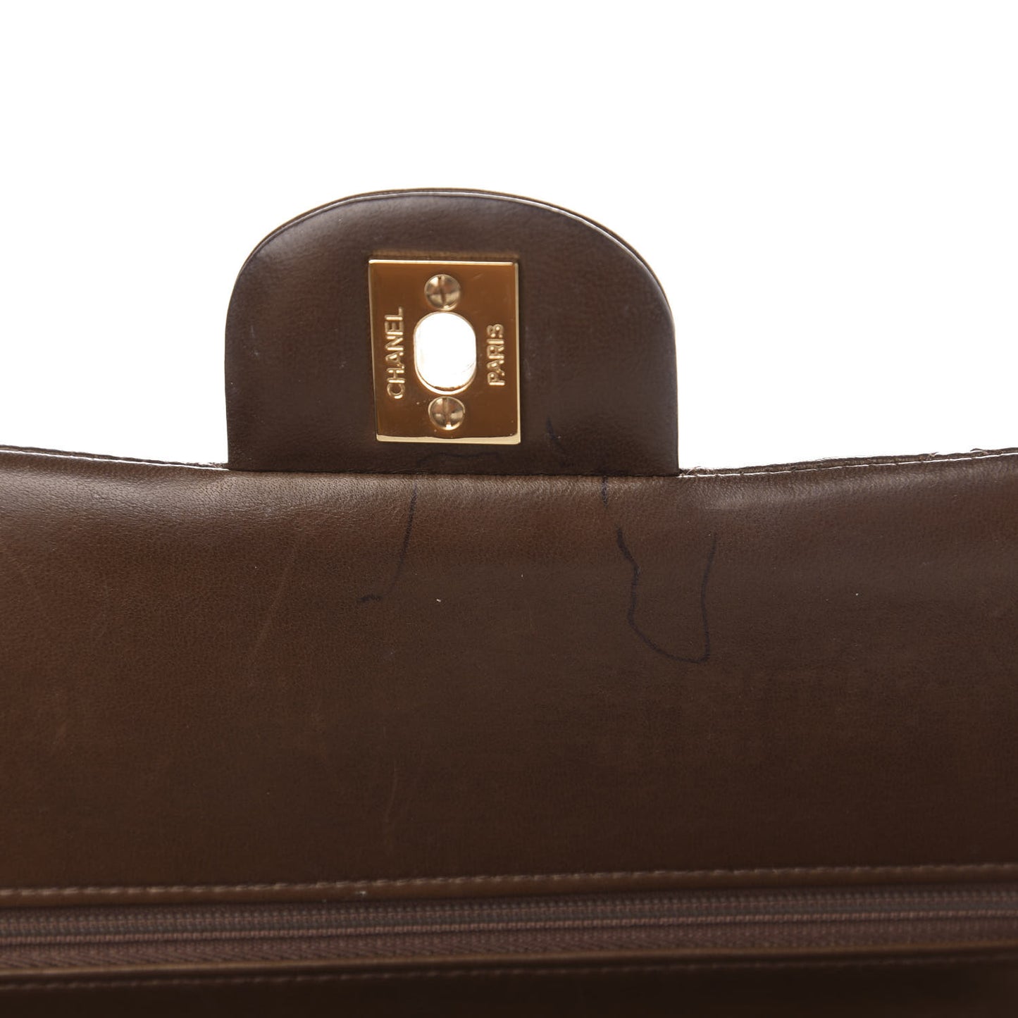Lambskin Quilted Medium Double Flap Dark Brown