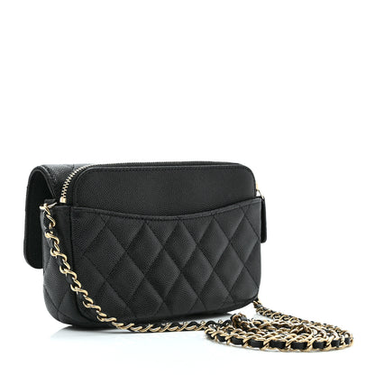 Chanel Caviar Quilted Flap Phone Holder With Chain Black 3 of 12