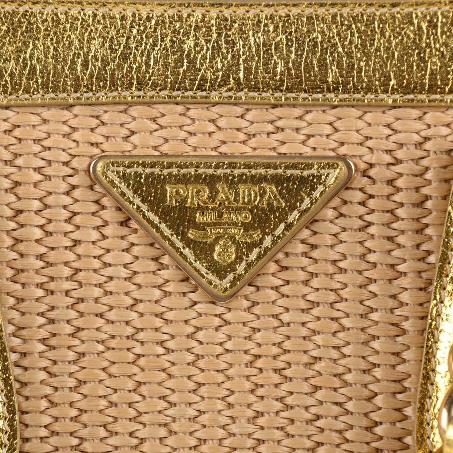 Prada Paglia Cinghiale Tote Naturale Oro 5 of 9