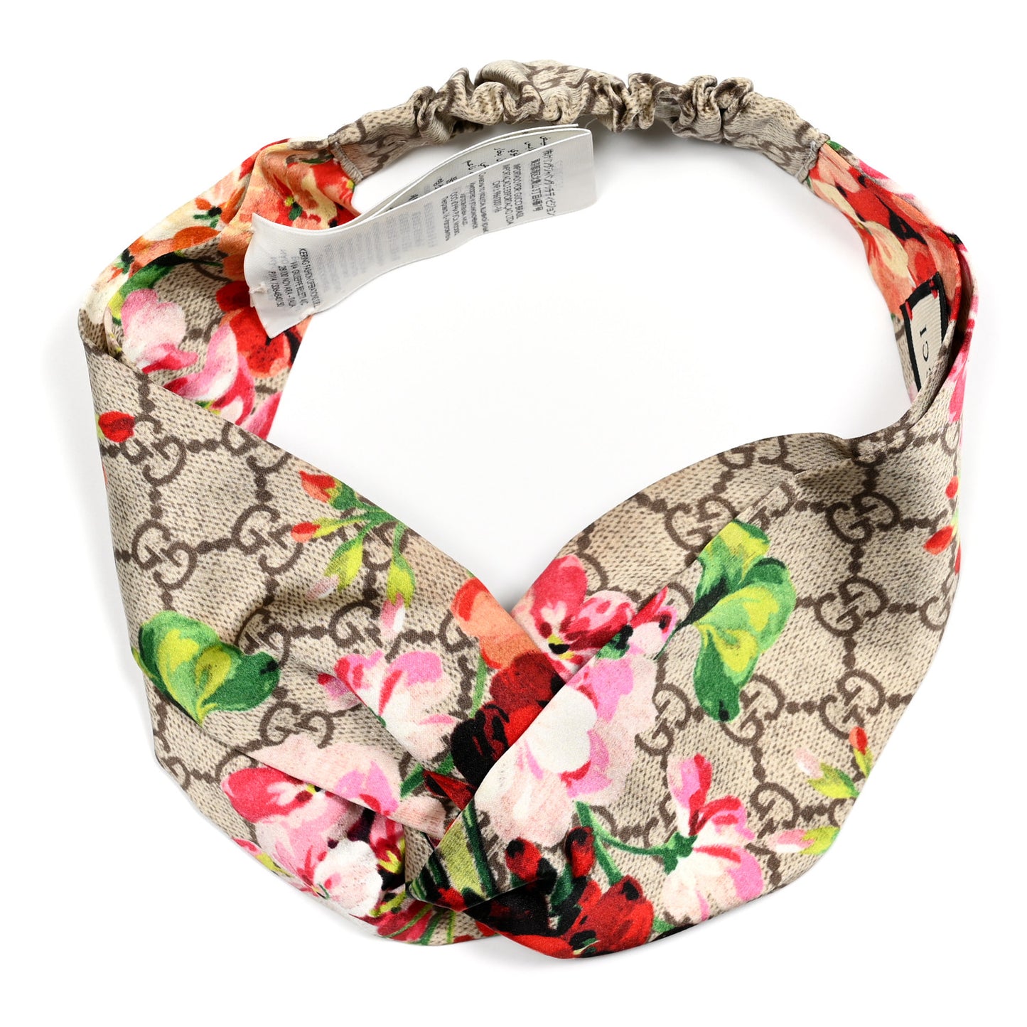 Silk Monogram Blooms Print Headband M Antique Rose