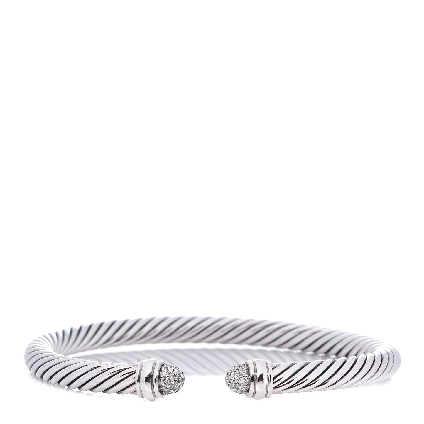 Sterling Silver Pave Diamond 5mm Cable Classics Bracelet
