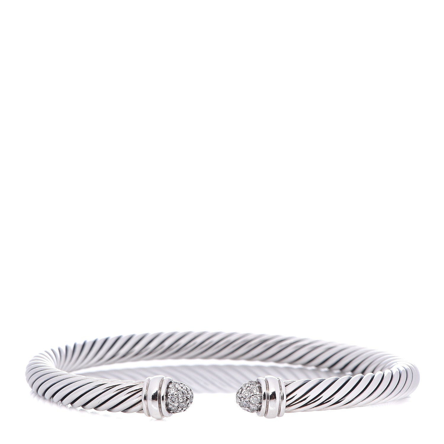 David Yurman Sterling Silver Pave Diamond 5mm Cable Classics Bracelet 1 of 4