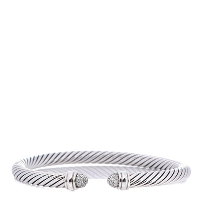 David Yurman Sterling Silver Pave Diamond 5mm Cable Classics Bracelet 1 of 4