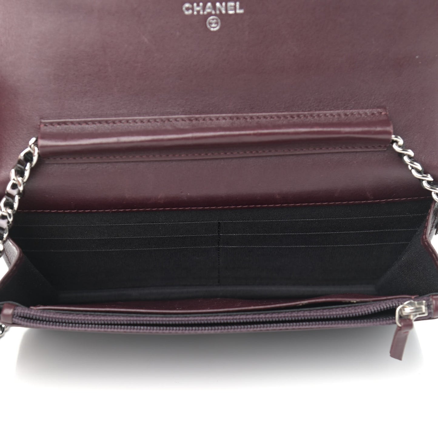 Patent Timeless CC Wallet On Chain WOC Burgundy