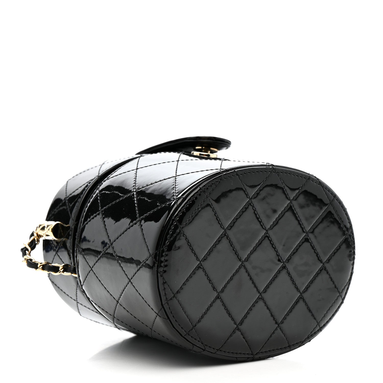 Chanel Patent Quilted Round Clutch With Chain Black 4 of 12