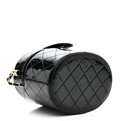 Chanel Patent Quilted Round Clutch With Chain Black 4 of 12