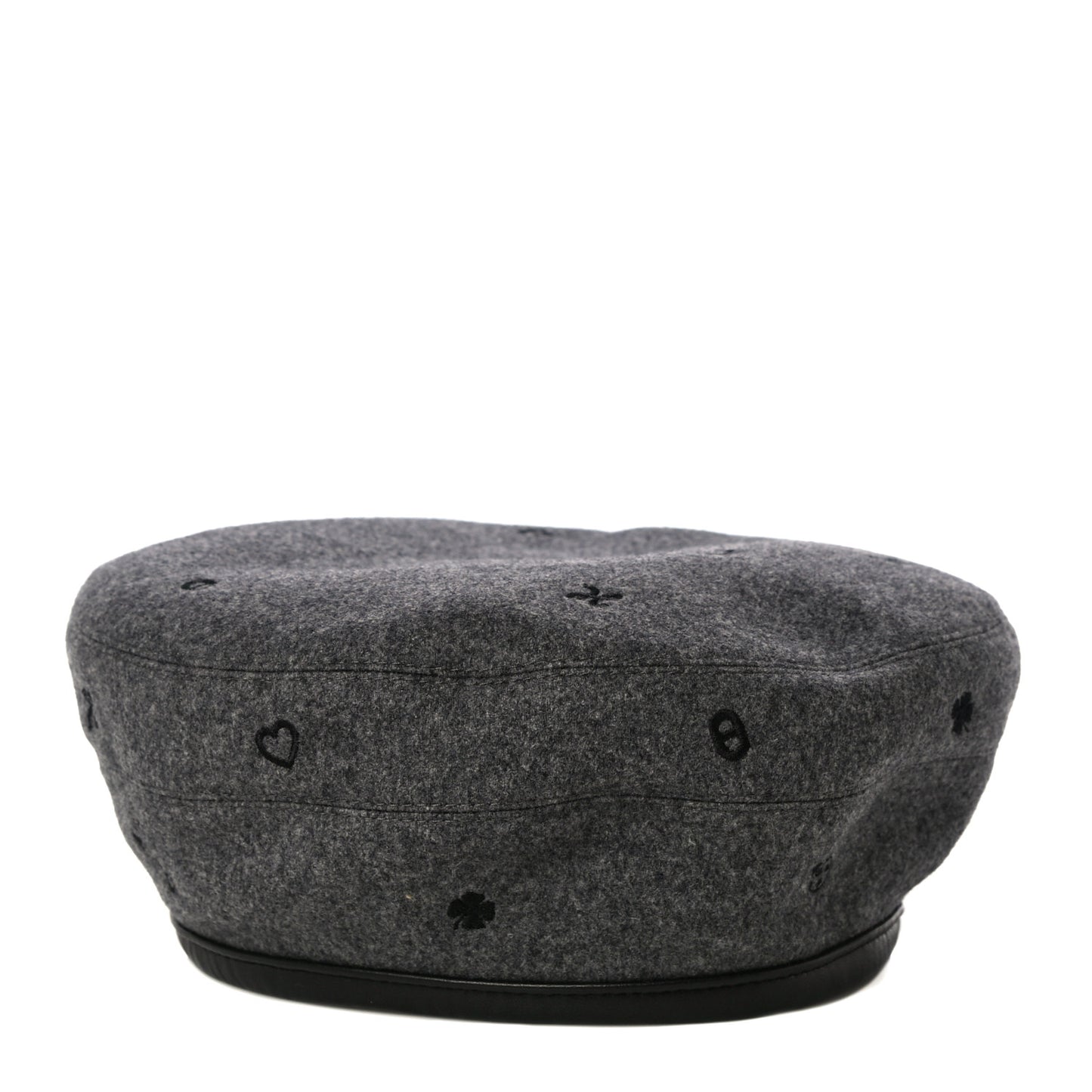 Cashmere Lambskin Saint-Honore Charms Beret 58 Charbon