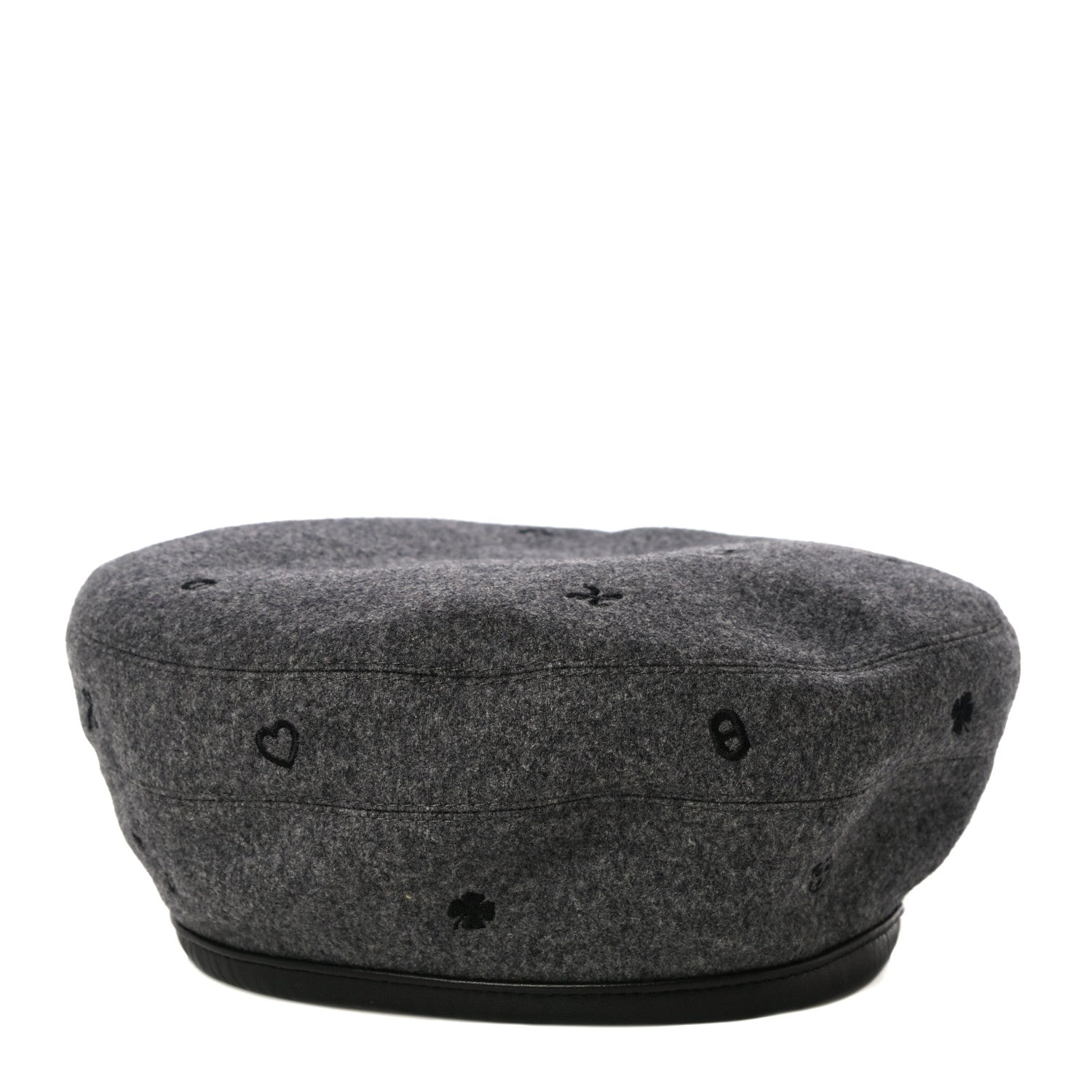 Hermes Cashmere Lambskin Saint-Honore Charms Beret 58 Charbon 1 of 6