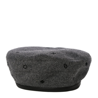 Hermes Cashmere Lambskin Saint-Honore Charms Beret 58 Charbon 1 of 6