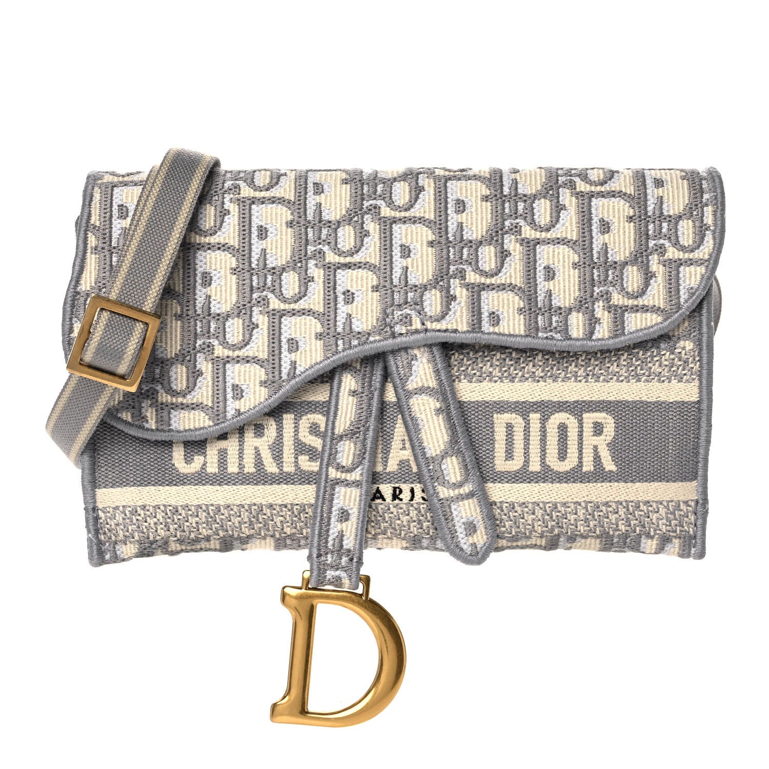 Christian Dior Oblique Slim Saddle Pouch Grey 1 of 10