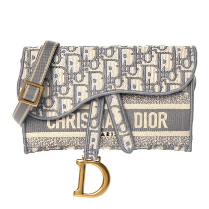Christian Dior Oblique Slim Saddle Pouch Grey 1 of 10