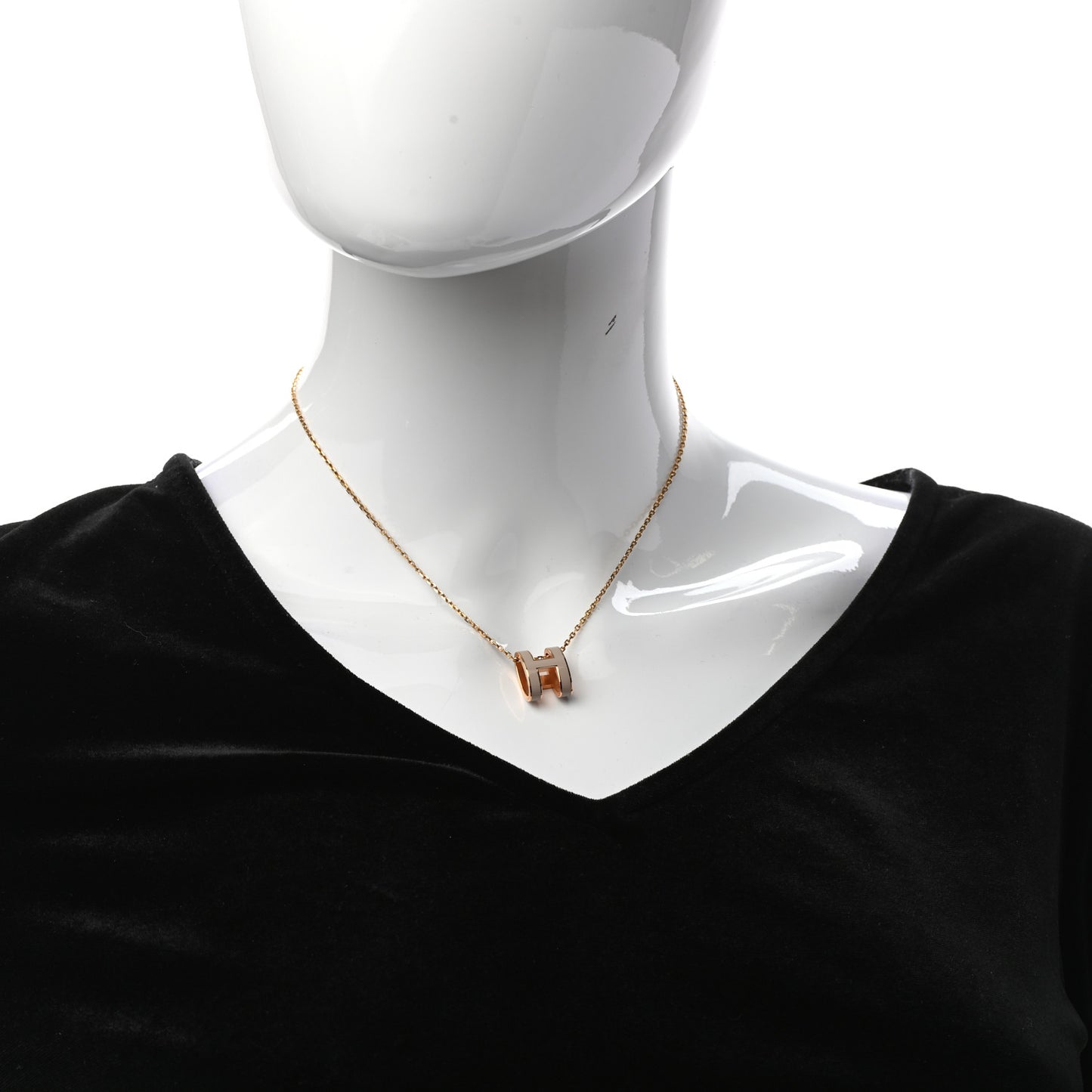 Lacquered Rose Gold Pop H Pendant Necklace Marron Glace