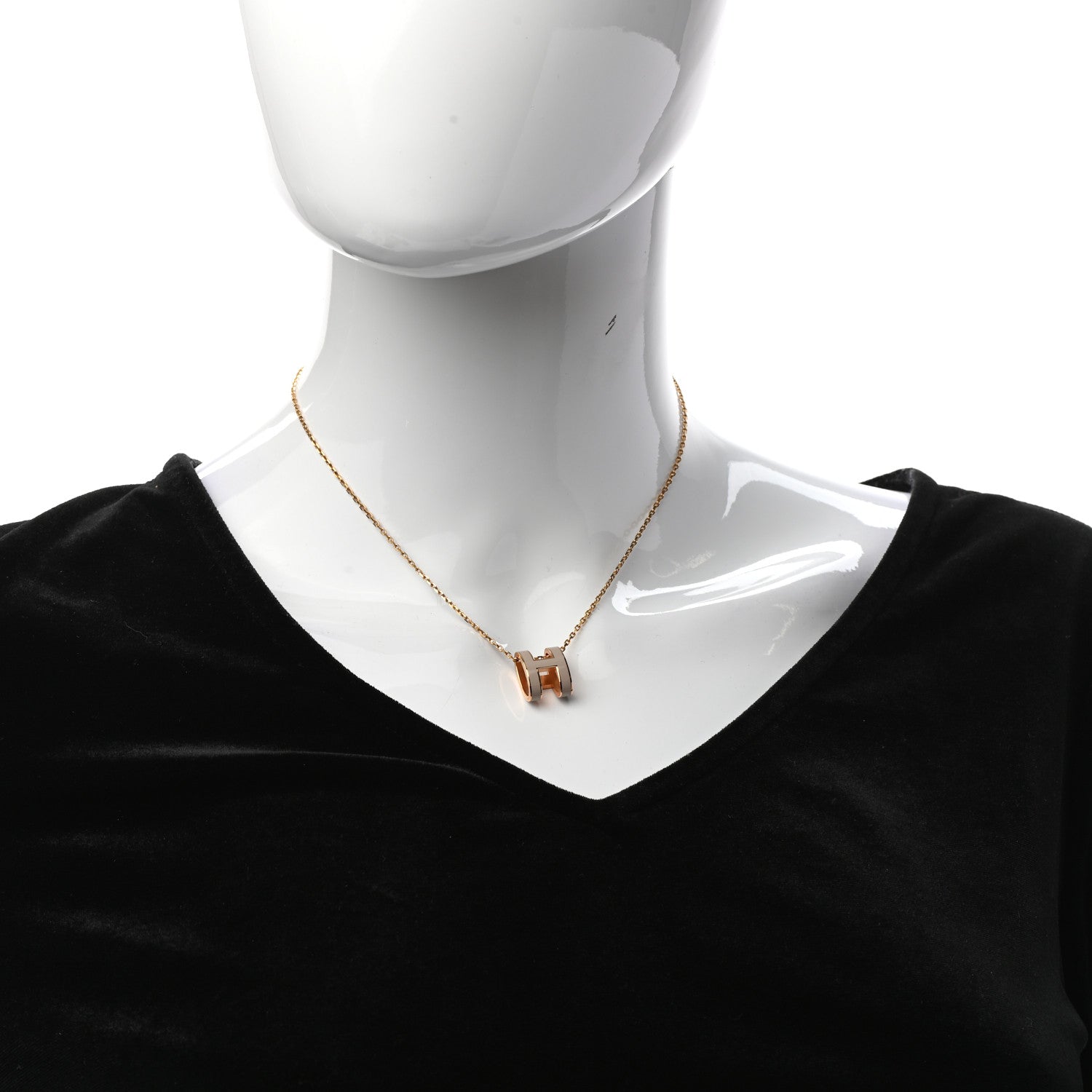 Hermes Lacquered Rose Gold Pop H Pendant Necklace Marron Glace 2 of 6