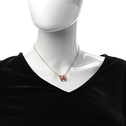 Hermes Lacquered Rose Gold Pop H Pendant Necklace Marron Glace 2 of 6