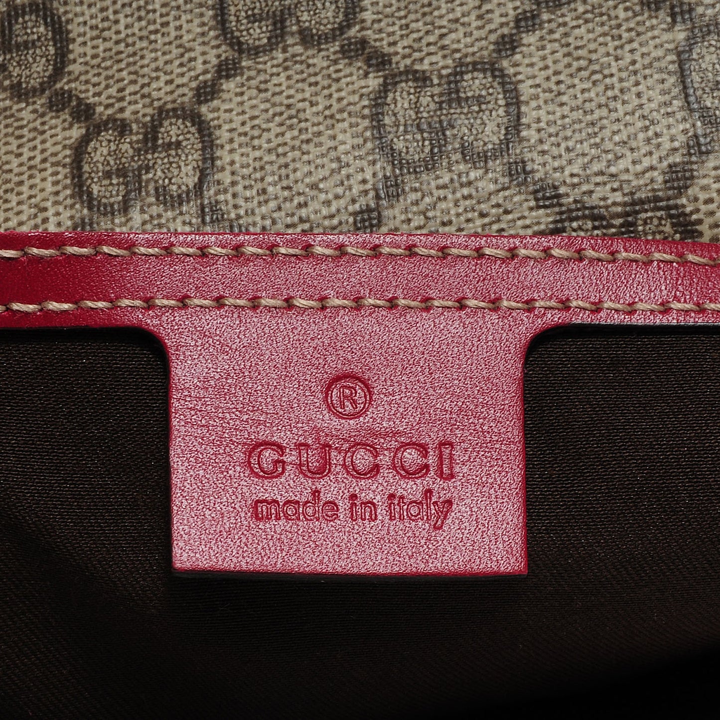 GG Plus Monogram Medium Double Buckle Flap Messenger Bag Beige Red