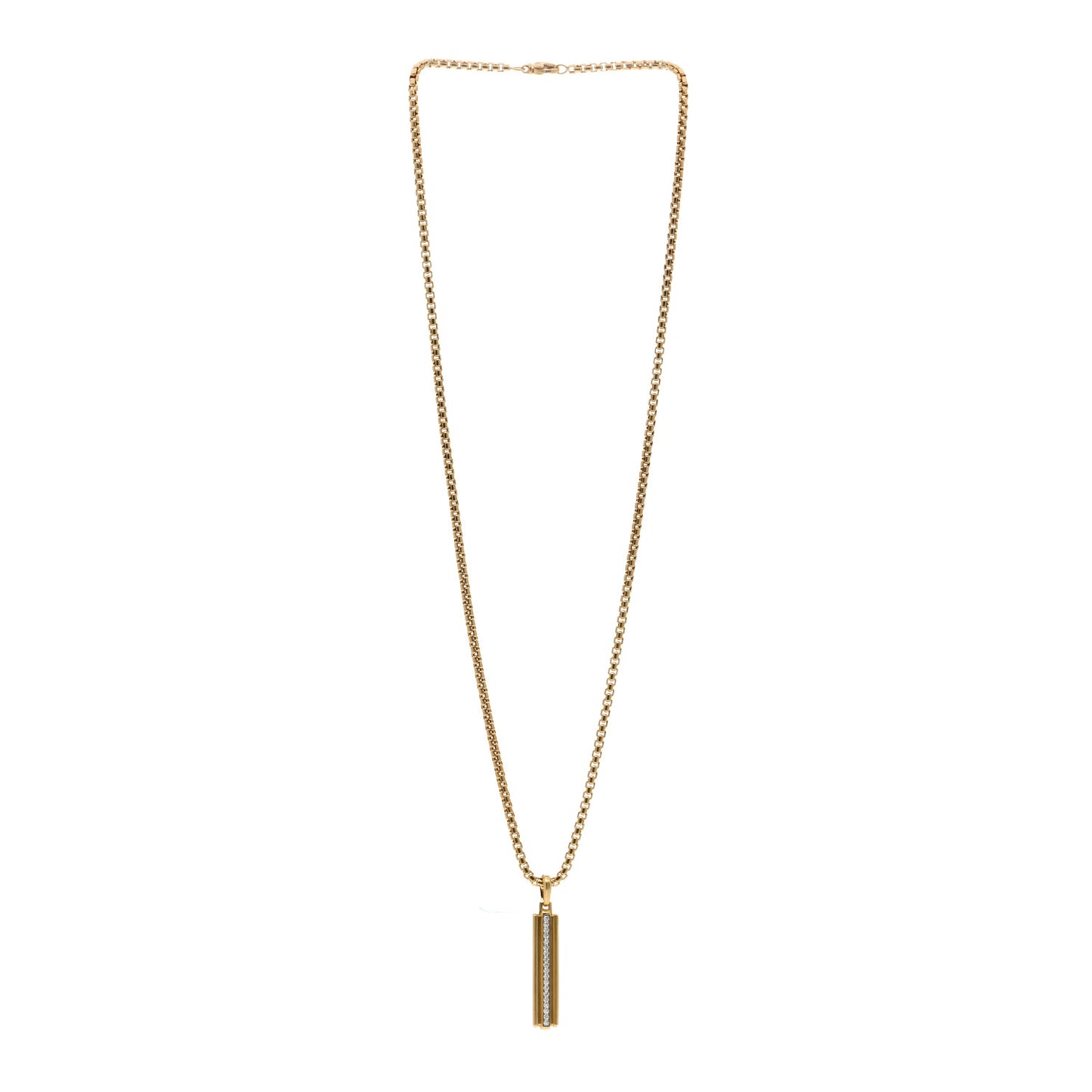 18K Yellow Gold Diamond Deco Ingot Pendant Necklace