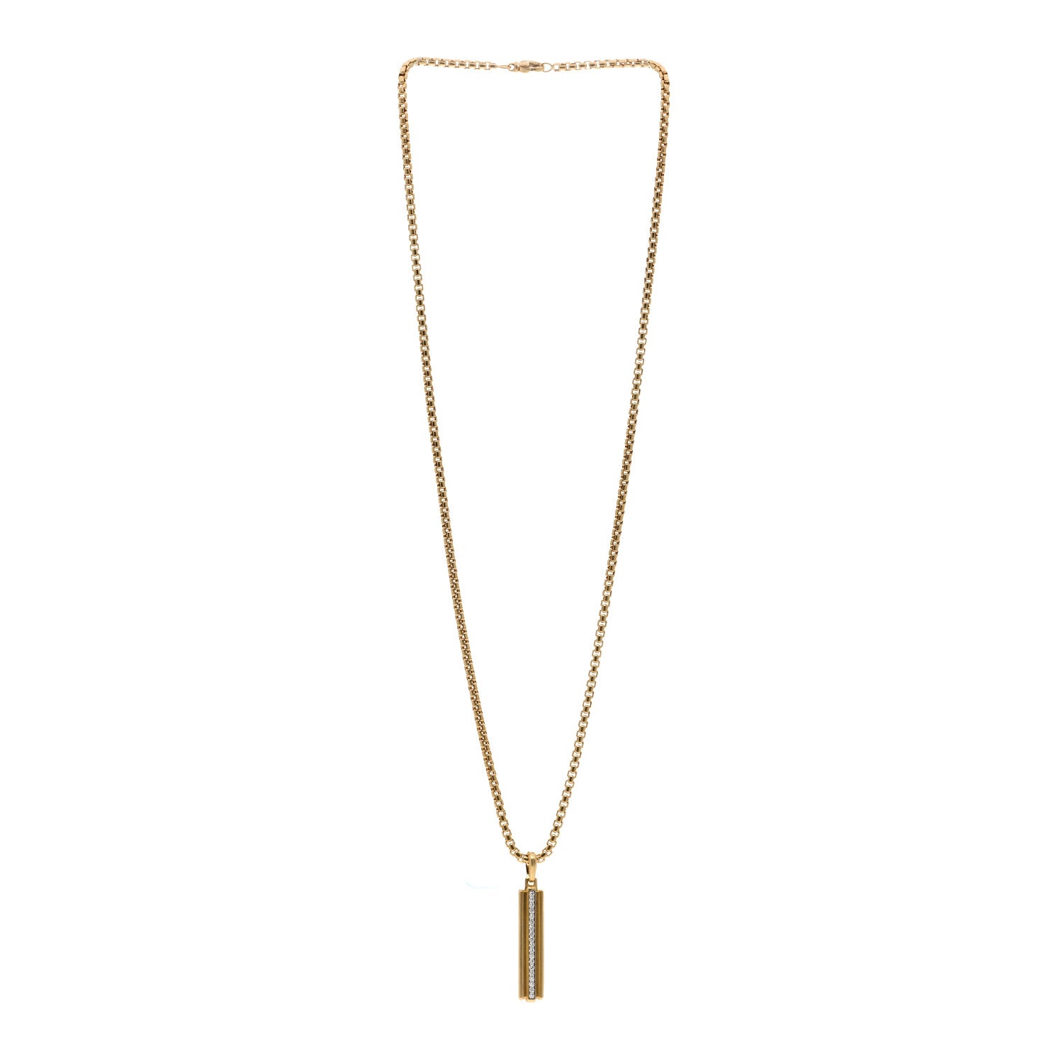 David Yurman 18K Yellow Gold Diamond Deco Ingot Pendant Necklace 3 of 4