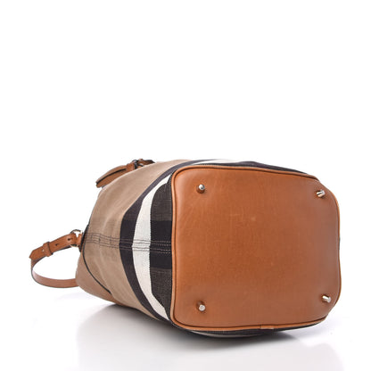 Burberry Canvas Mega Check Medium Susanna Tassel Hobo Saddle Brown 4 of 8