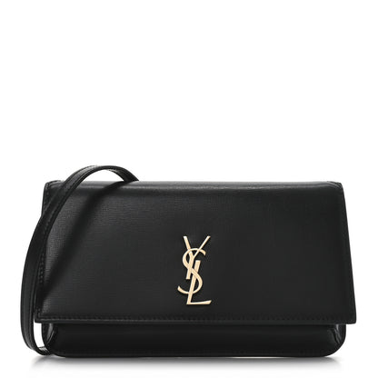 Saint Laurent Calfskin Monogram Cassandre Phone Holder With Strap Black 1 of 10