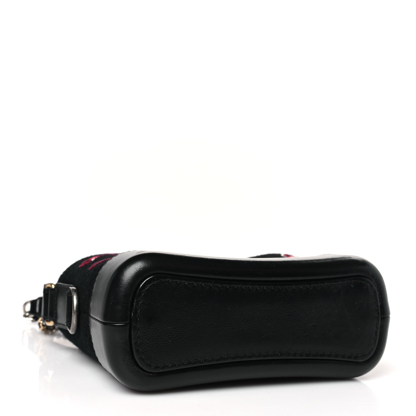 Calfskin Wool Embroidered Paris Hamburg Small Gabrielle Hobo Black