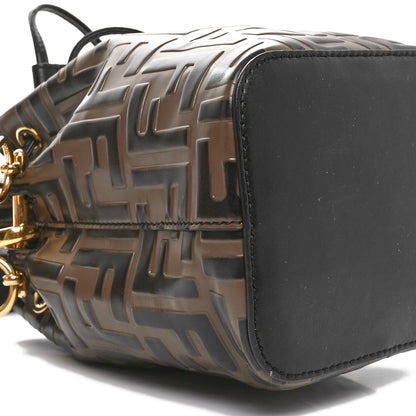 Fendi Vitello Liberty F is Fendi Bi-Color FF 1974 Embossed Mini Mon Tresor Bucket Bag Maya Black 10 of 12
