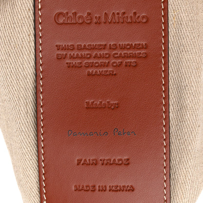 Chloe Raffia Calfskin Small Woody Basket Bag Brown 6 of 11