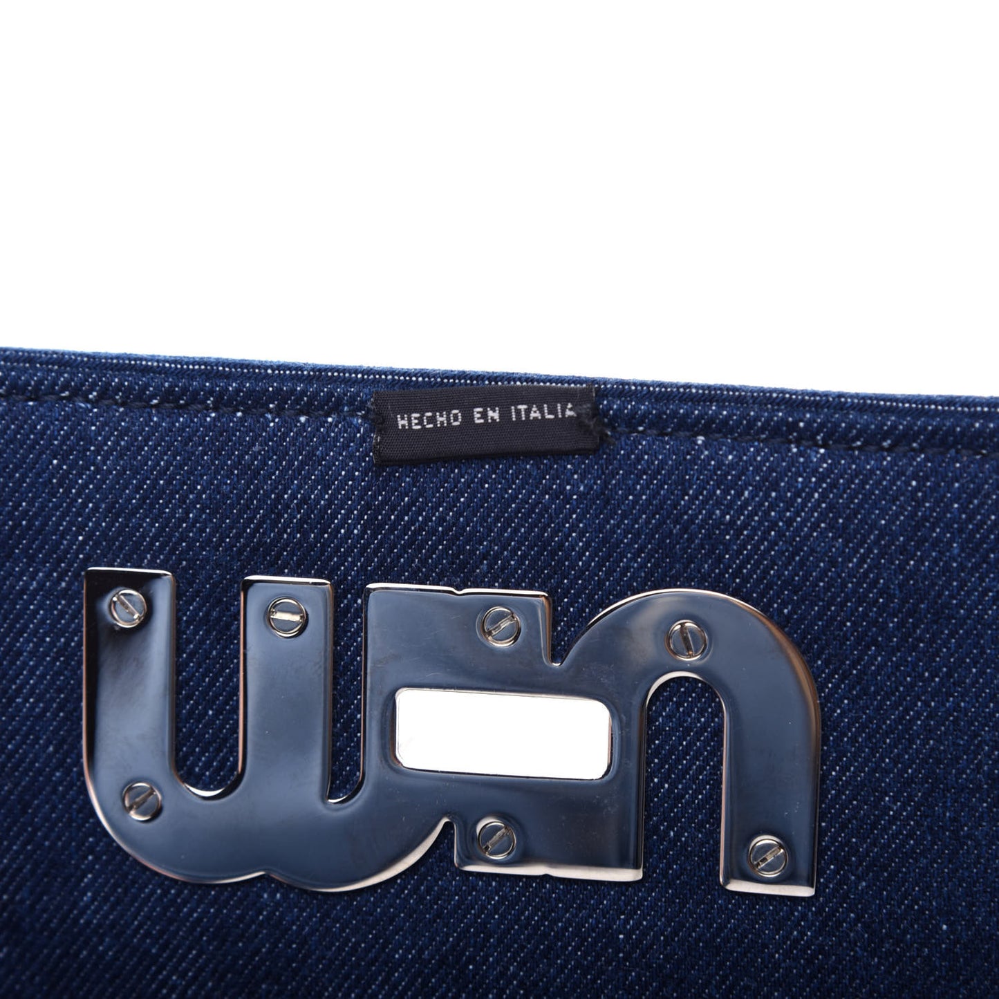 Denim Matelasse Crystal Embellished Shoulder Bag Blue