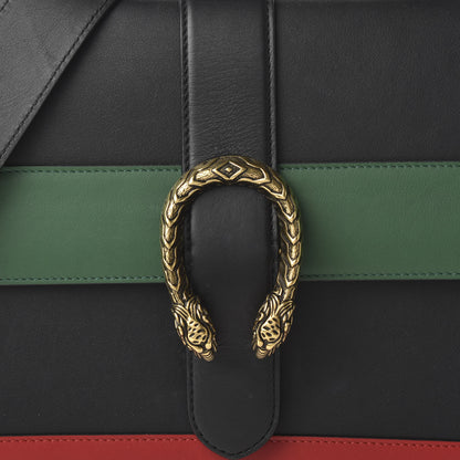 Gucci Calfskin Bamboo Web Large Dionysus Top Handle Bag Black Bright Evergreen Hibiscus Red 10 of 10