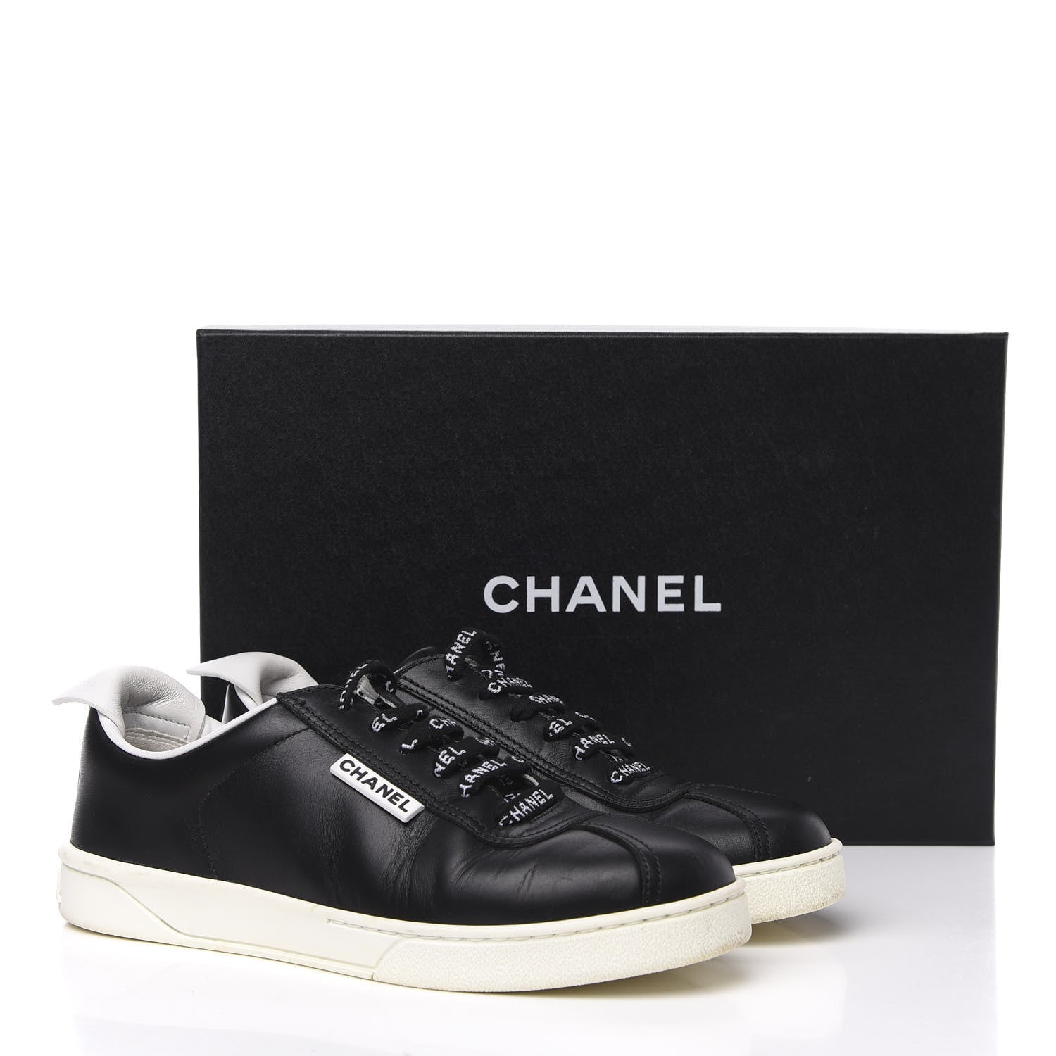 Chanel Calfskin CC Womens Sneakers 37 Black 16 of 16