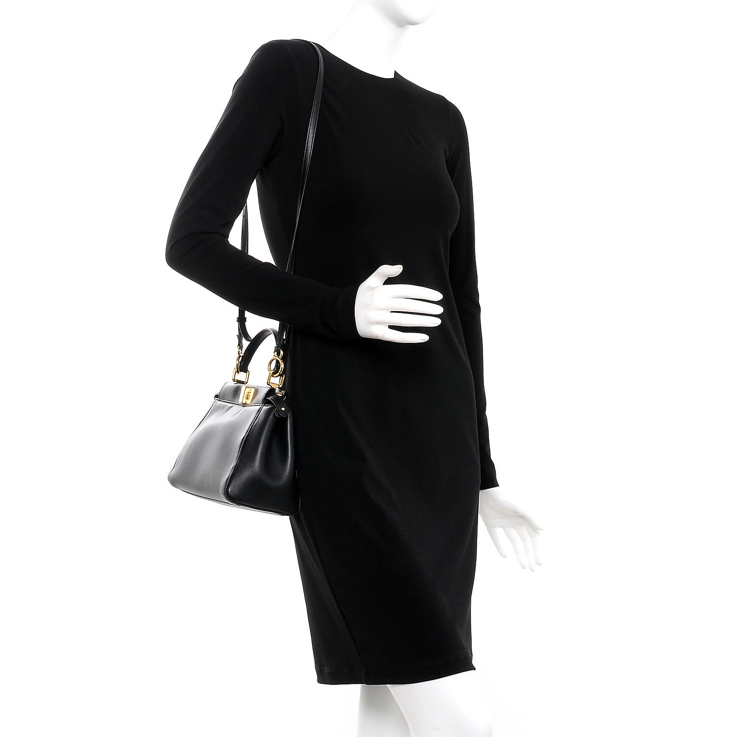 Fendi Nappa Mini Peekaboo Iconic Satchel Black 2 of 9