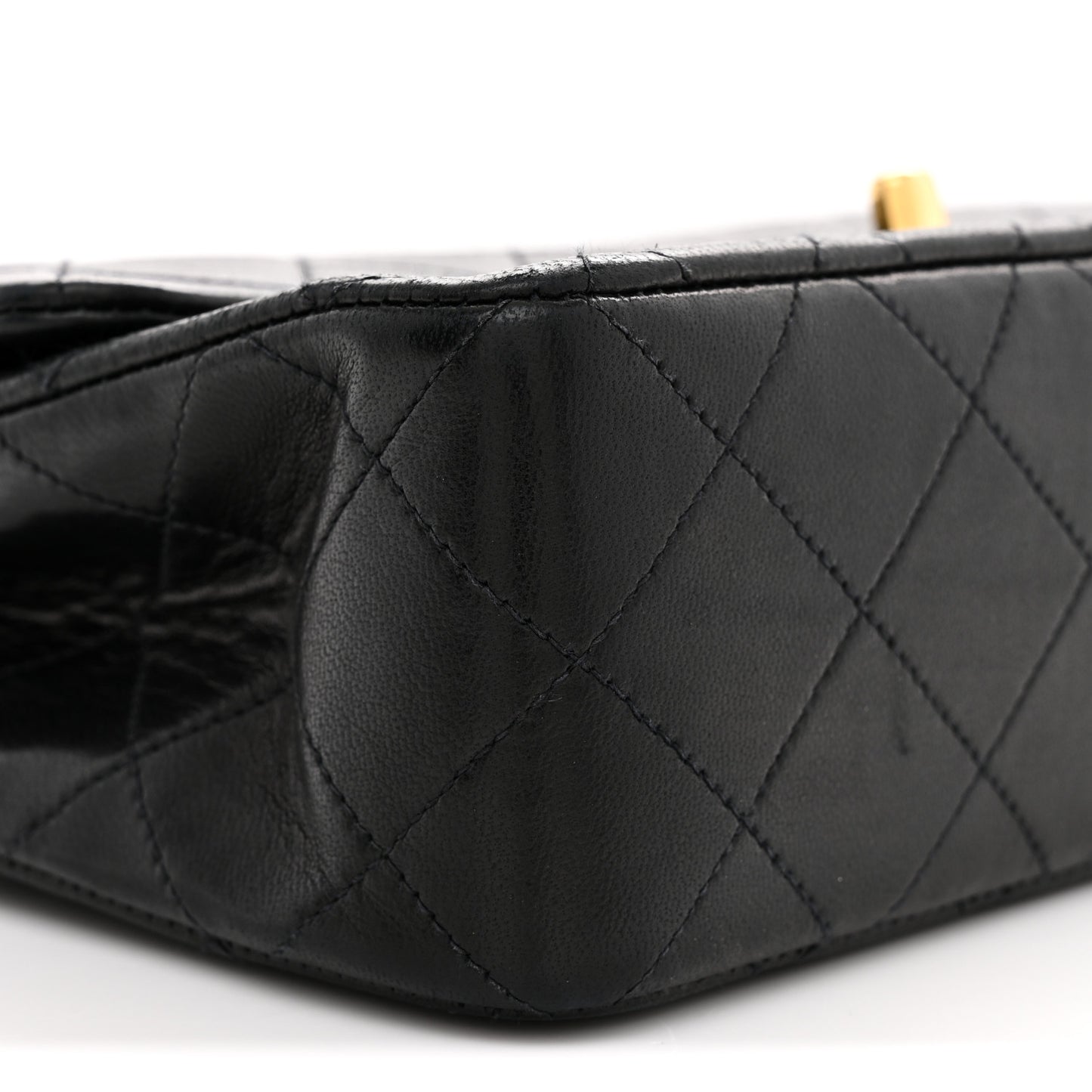Lambskin Quilted Small Double Flap Black
