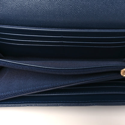 Chanel Caviar Quilted Large Gusset Flap Wallet Navy 5 of 8