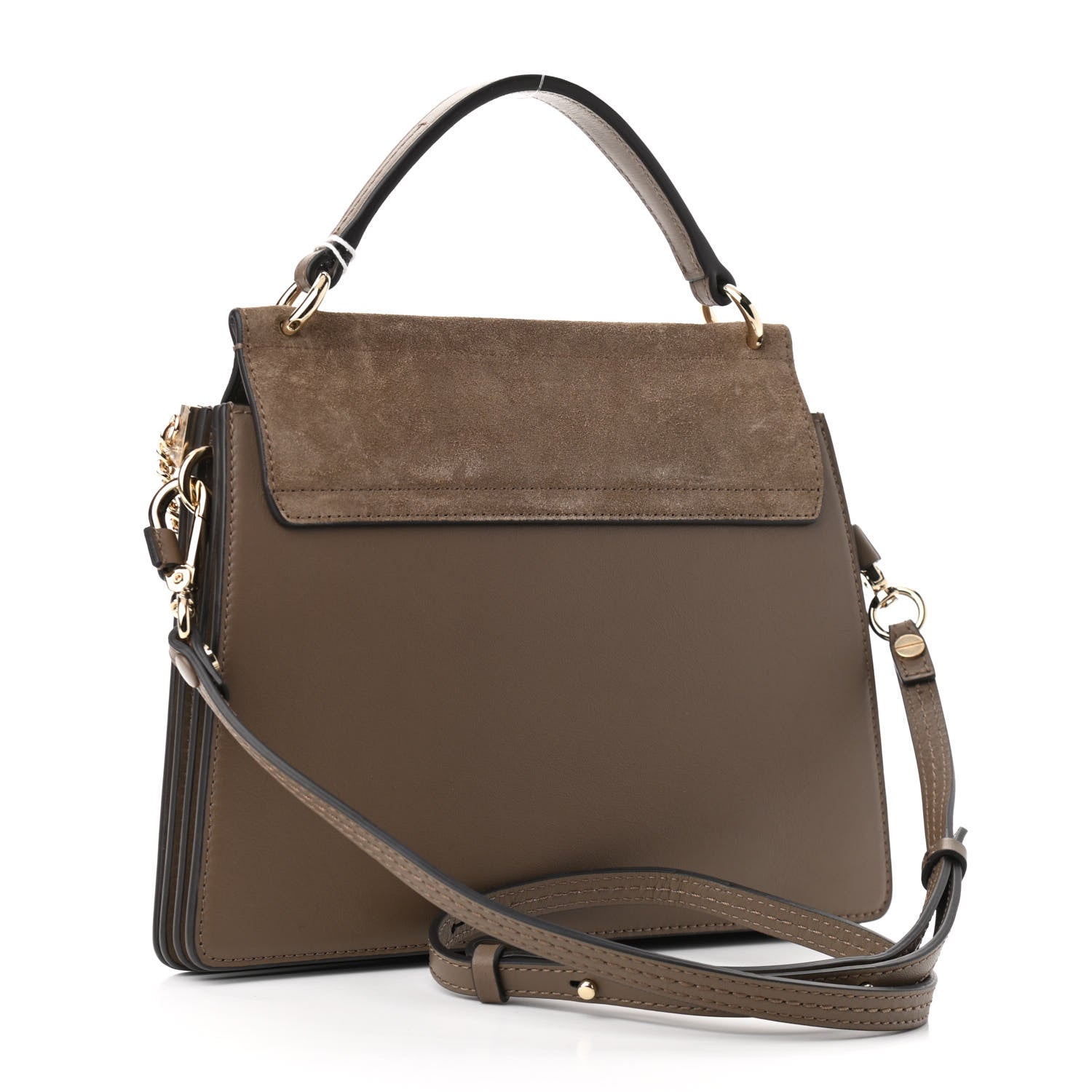Chloe Suede Calfskin Small Faye Top Handle Bag Army Green 3 of 9