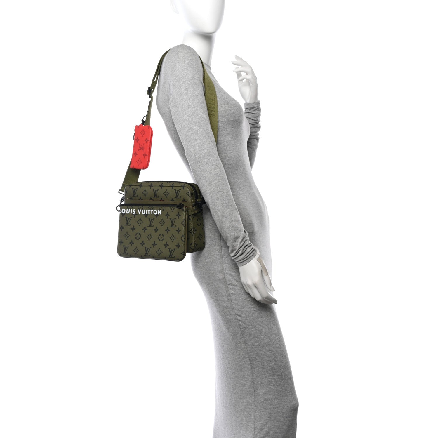 Louis Vuitton Monogram Trio Messenger Khaki Vermillion 2 of 11