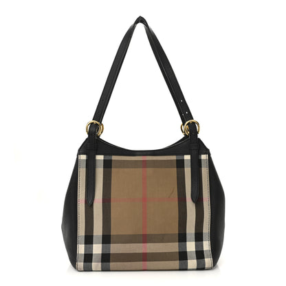 Burberry Grainy Calfskin House Check Small Canterbury Tote Black 1 of 15