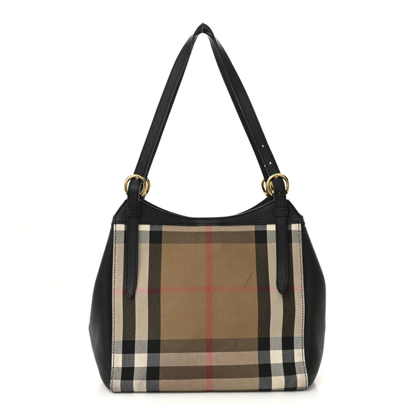 Burberryバッグ Burberry Grainy Calfskin House Check Small Canterbury Tote Black