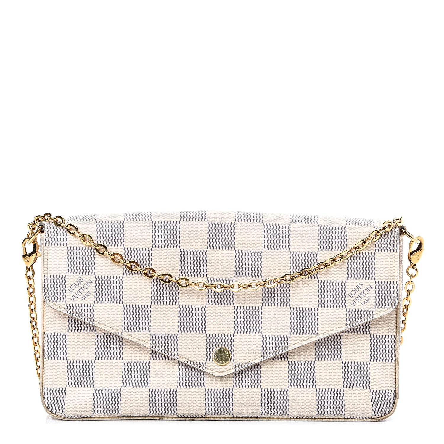 Louis Vuitton Damier Azur Pochette Felicie Chain Wallet Rose Ballerine 1 of 24