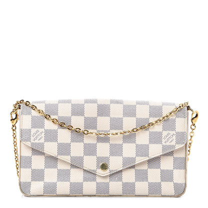 Louis Vuitton Damier Azur Pochette Felicie Chain Wallet Rose Ballerine 1 of 24