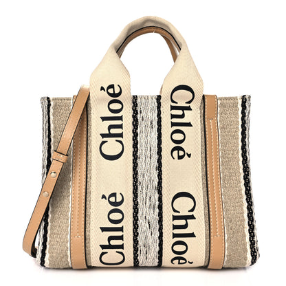 Chloe Cotton Calfskin Small Woody Ribbon Tote With Strap Soft Tan 1 of 11