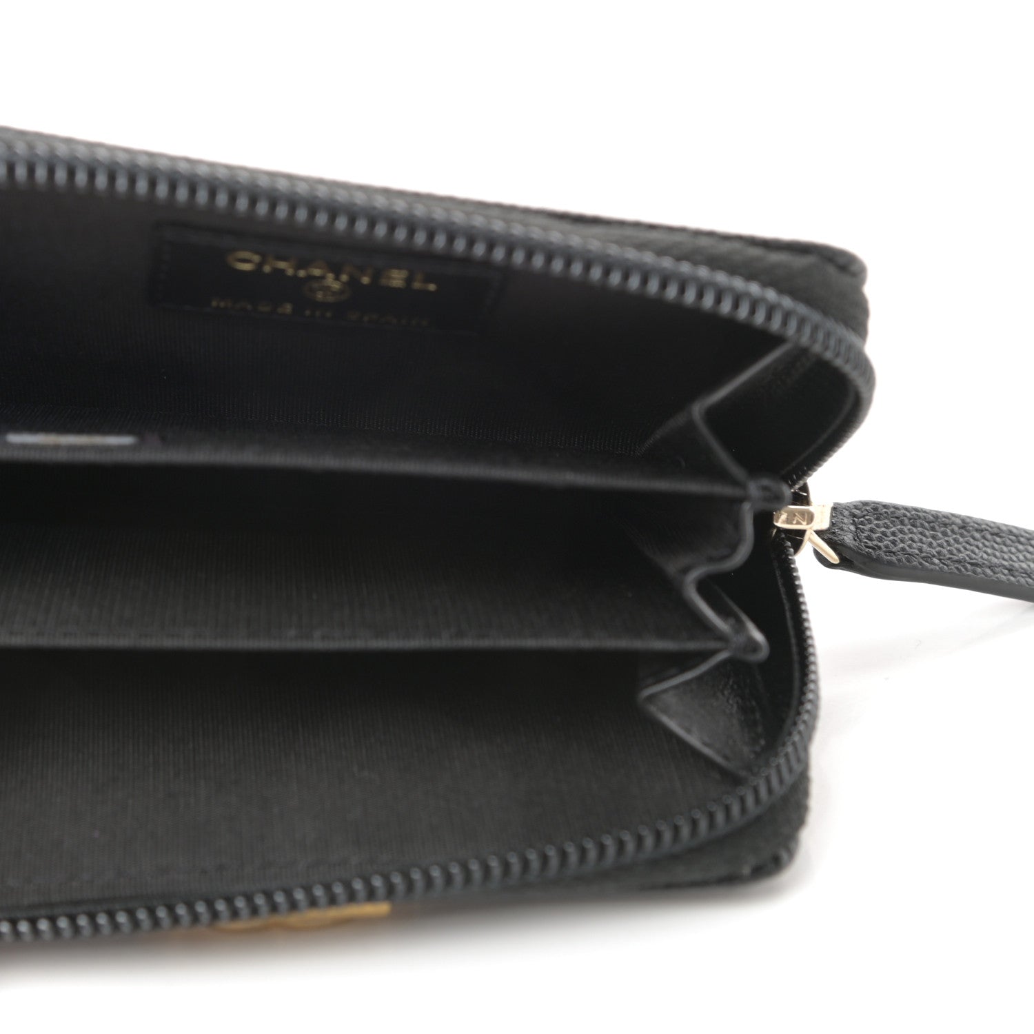 Chanel Caviar Quilted Boy Zip Around Coin Purse Wallet Black 5 of 8