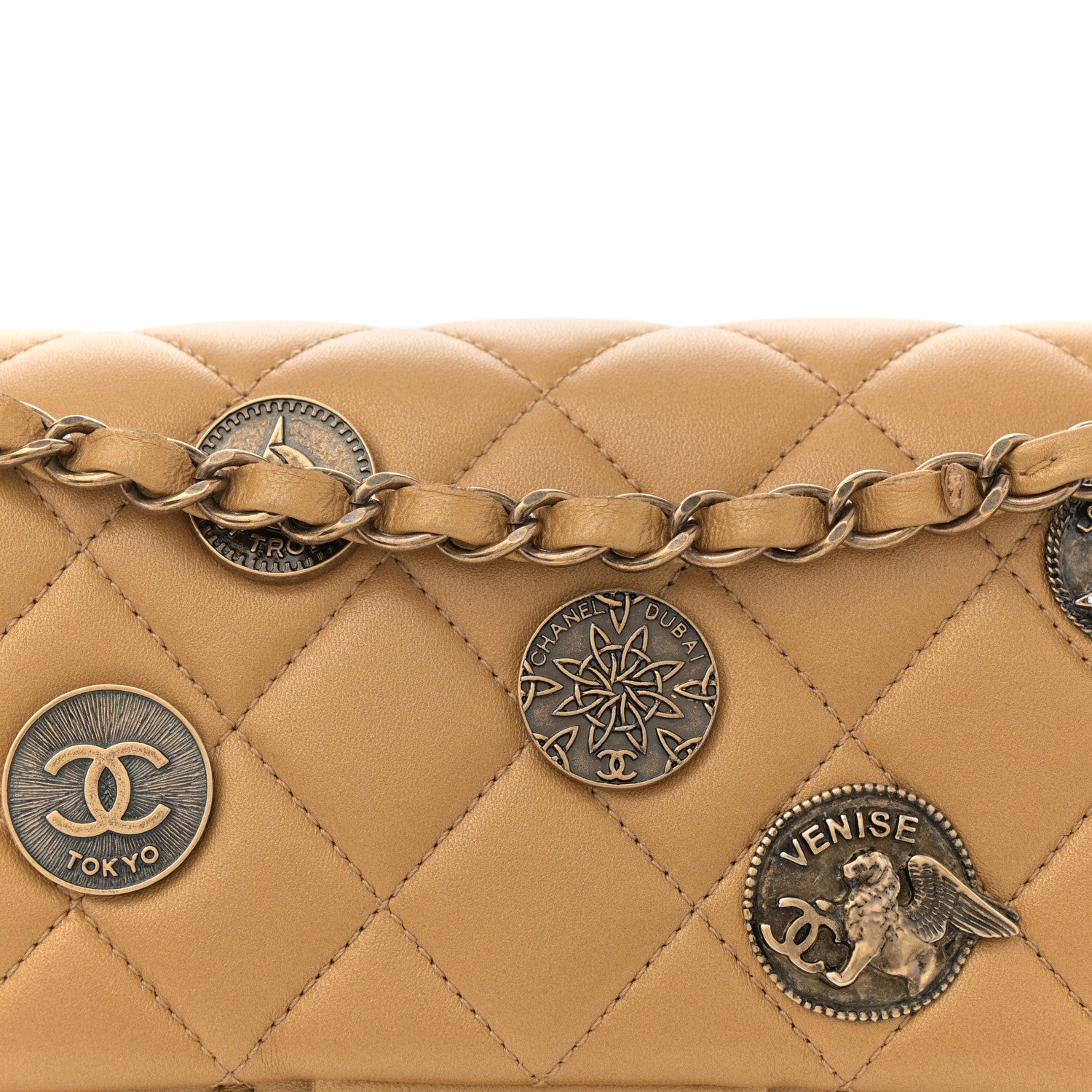 Chanel Metallic Lambskin Quilted Medium Medallion Flap Gold 8 of 10