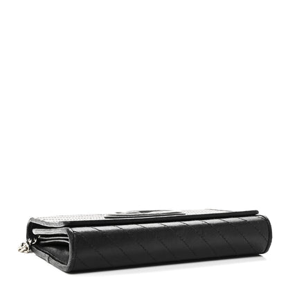 Gucci Sakai Be Green Calfskin Diagonal Stitched Blondie Wallet on Chain Black 4 of 9