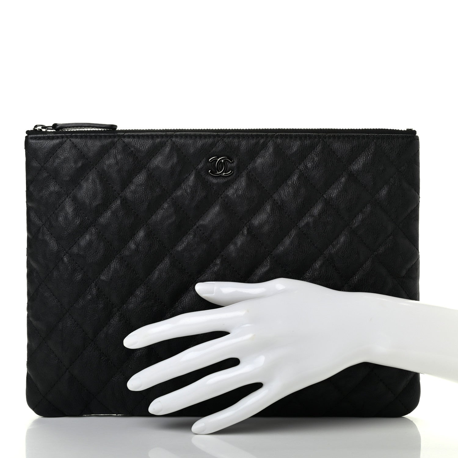 Chanel Crumpled Calfskin Quilted Medium Cosmetic Case So Black 2 of 7