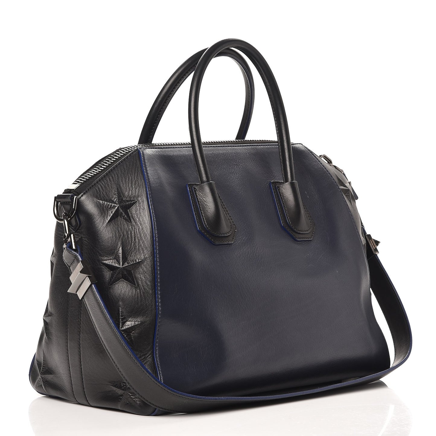Smooth Calfskin Star Embossed Medium Antigona Black Blue