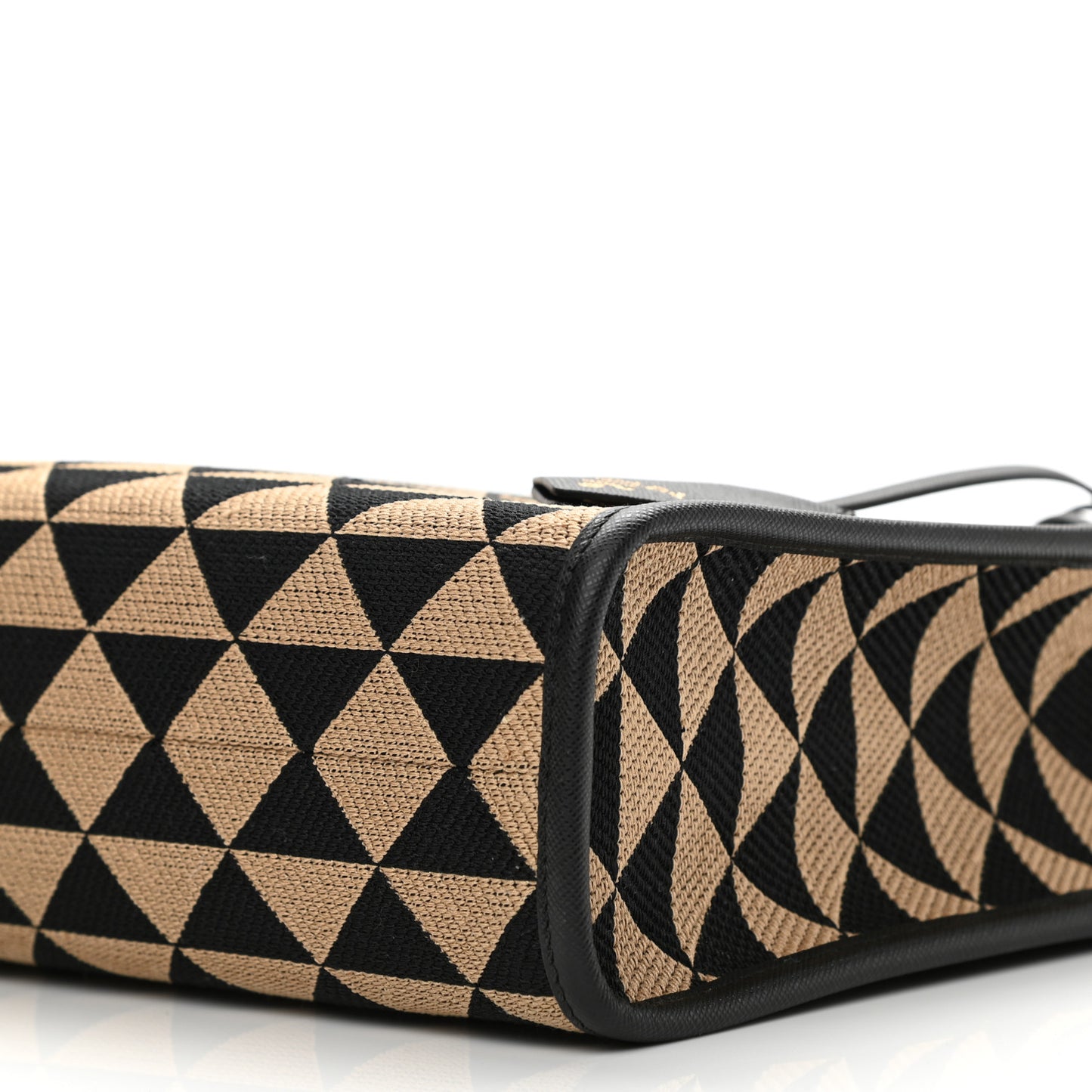 Jacquard Saffiano Triangolo Symbole Embroidered Small Tote Black Corda