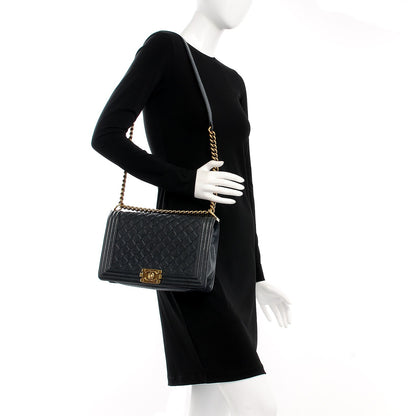 Chanel Caviar Quilted New Medium Boy Flap Dark Navy Blue 2 of 13