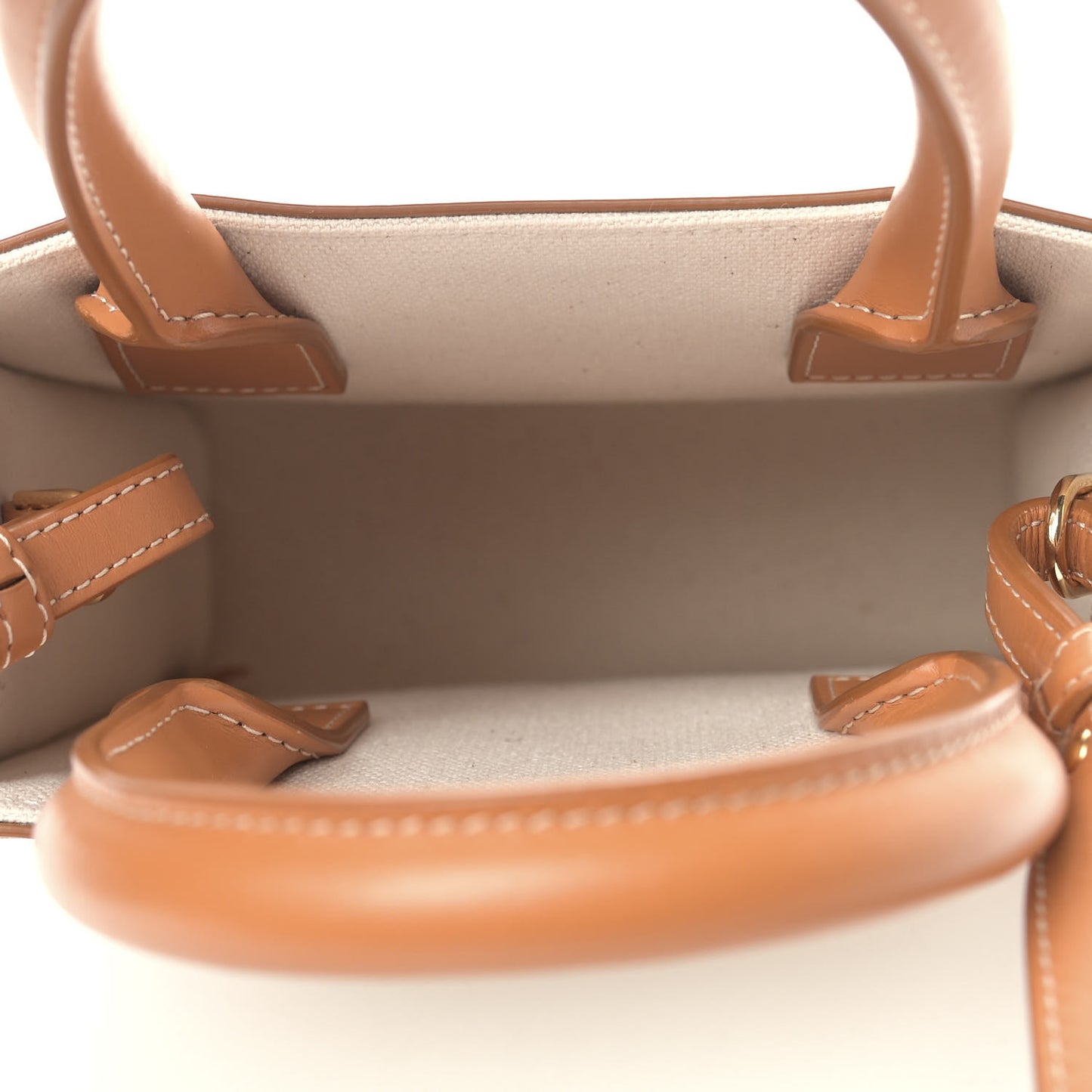 Canvas Calfskin Mini Vertical Cabas Natural Tan