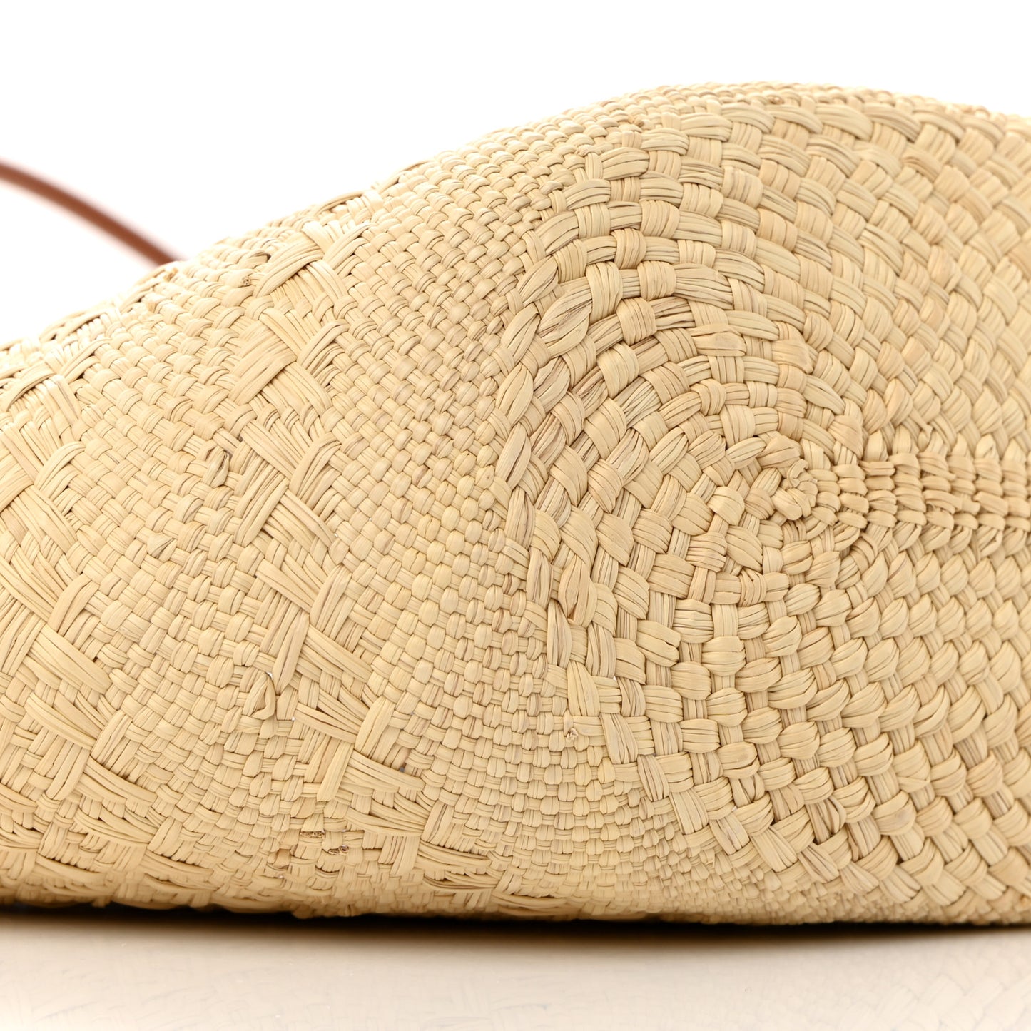 Calfskin Raffia Small Anagram Basket Tote Bag Natural Tan