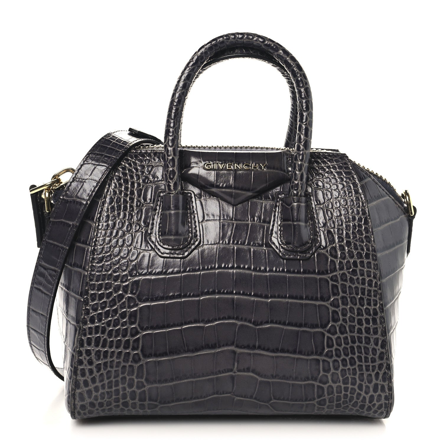 Givenchy Calfskin Crocodile Embossed Mini Antigona Storm Grey 1 of 10