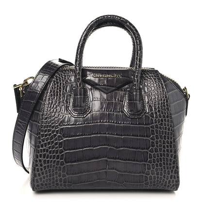 Givenchy Calfskin Crocodile Embossed Mini Antigona Storm Grey 1 of 10